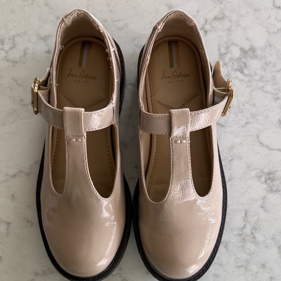 Sam Edelman Nude Patent Leather T-Strap Shoes Girls size 3 - Picture 1 of 8